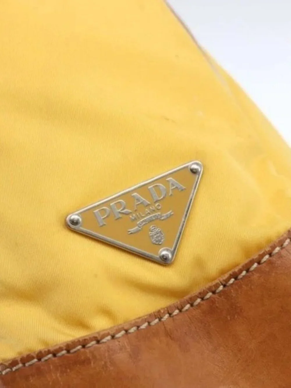 PRADA Tote Bag Nylon Yellow Silver Auth 166759 - Picture 12 of 16